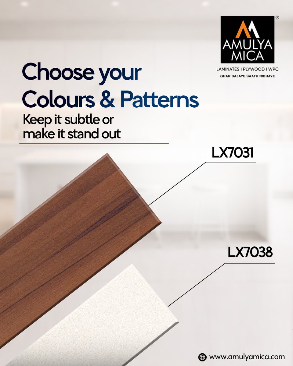 Amulya_Mica's tweet image. Design your kitchen your way with Amulya Mica. Choose from marble, wood, or solid textures, mix colours and patterns, and build a strong base 
- - - - -
🌐: amulyamica.com
- - - - -
#AmulyaMica #KitchenDesign #HomeInteriors #Laminate #ModernKitchen