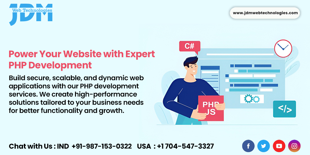 jdmseoagency's tweet photo. Build secure, scalable, and dynamic web applications with our PHP development services. We create high-performance solutions tailored to your business needs for better functionality and growth.

#PHPDevelopment #WebDevelopment #DynamicWebsites #TechSolutions  #JDMWebTechnologies https://t.co/QyN3wL8RVi