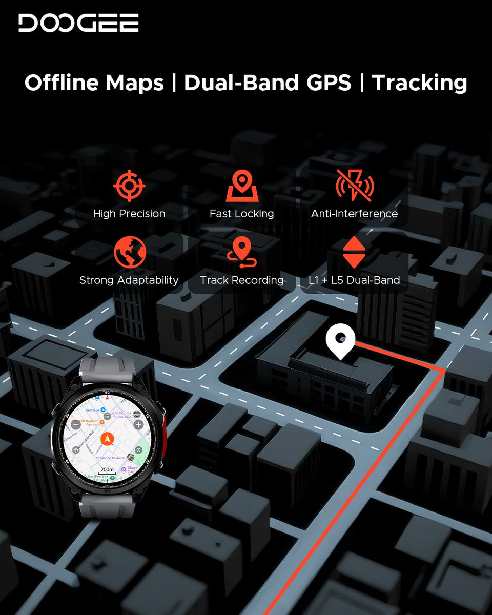 DOOGEE_official's tweet image. Anywise W1 Pro keeps you on track with offline GPS maps, even when you’re off the grid.Lost signal? No problem 🗺️
#DOOGEE #AnywiseW1Pro #SmartWatch #OfflineGPS #OfflineMaps #OutdoorTech #AdventureReady