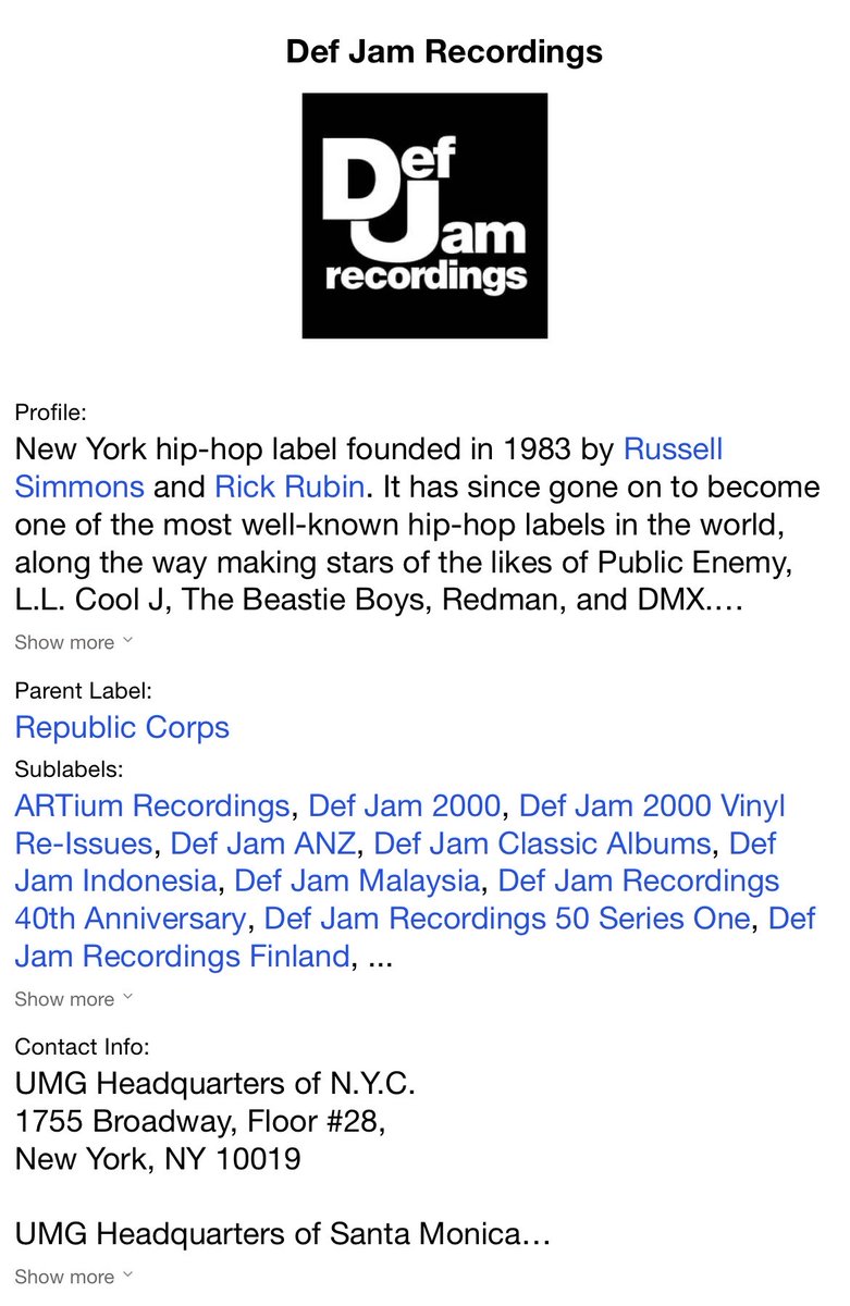 Got curious so genuine question, are they all under one umbrella?
Def Jam Recordings is now part of REPUBLIC Collective alongside Island Records, Mercury Records, and Republic Records following a restructuring of Universal Music Group’s US-based frontline labels in 2024.