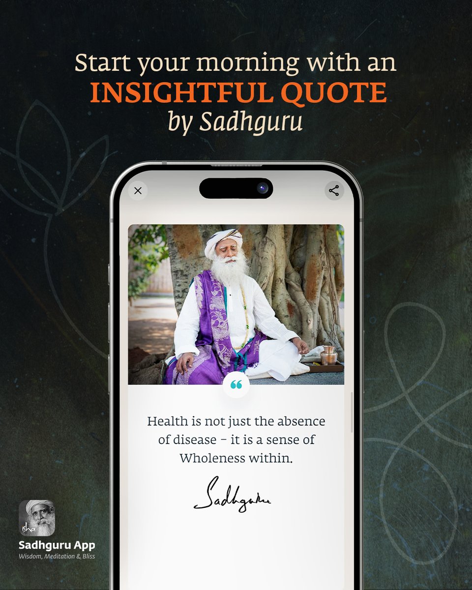 ishafoundation's tweet image. Start your morning with an insightful quote by Sadhguru on the Sadhguru App. 
Download Now!