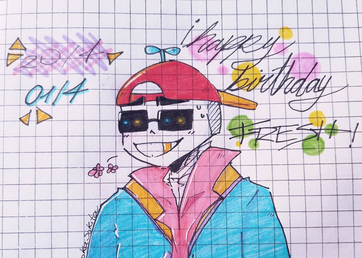 DesmonLuen09's tweet image. Bieeeeen, es el cumpleaños del Fresh! [20/04]🎂✨

Feli cumpleaños a nuestro parásito querido ✨
(Aunque el no quiera reconocer que su cumple es hoy) 
#undertale #fresh #freshsans #hbd #calacas