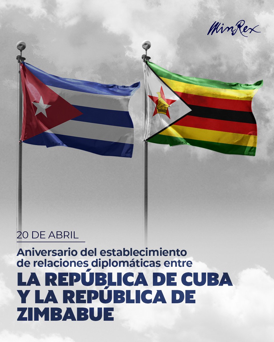 CubaMINREX's tweet image. 🤝#Cuba 🇨🇺 and #Zimbabwe 🇿🇼 mark today the 46th anniversary of diplomatic relations. We reaffirm our commitment to further strengthening the historic bonds of friendship and solidarity between our sister countries, as well as to expanding cooperation in areas of mutual interest.