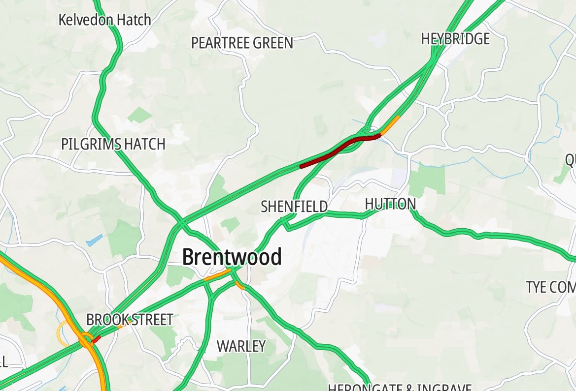 TRAFFICINFO123's tweet image. #A12 Londonbound - queueing traffic for 1.5 miles around J12 Shenfield