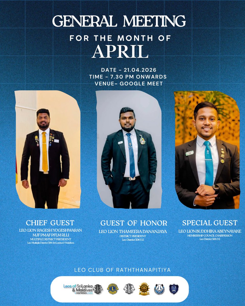 LCRattanapitya's tweet image. General Meeting for the month of April🦁

We are excited to welcome you to the General Meeting of  Leo Club of Raththanapitiya for the month of April under the Leoistic Year 2025/26.

#Generalmeeting
#LeoClubofRaththanapitiya