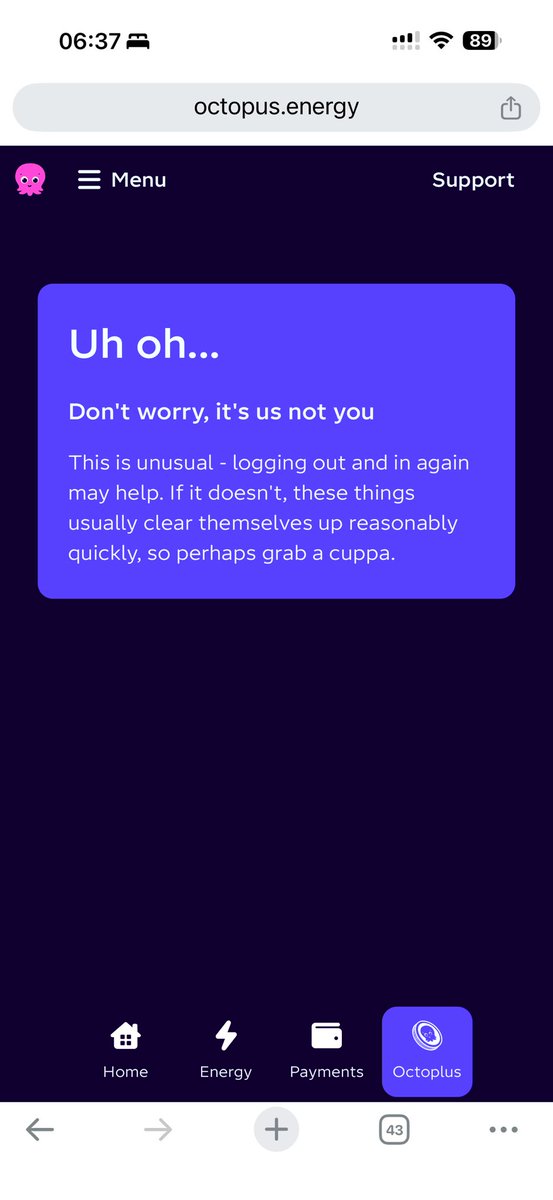 RMid031's tweet photo. @OctopusEnergy what is going wrong with your Octoplus rewards today! https://t.co/eycdq5ufbD