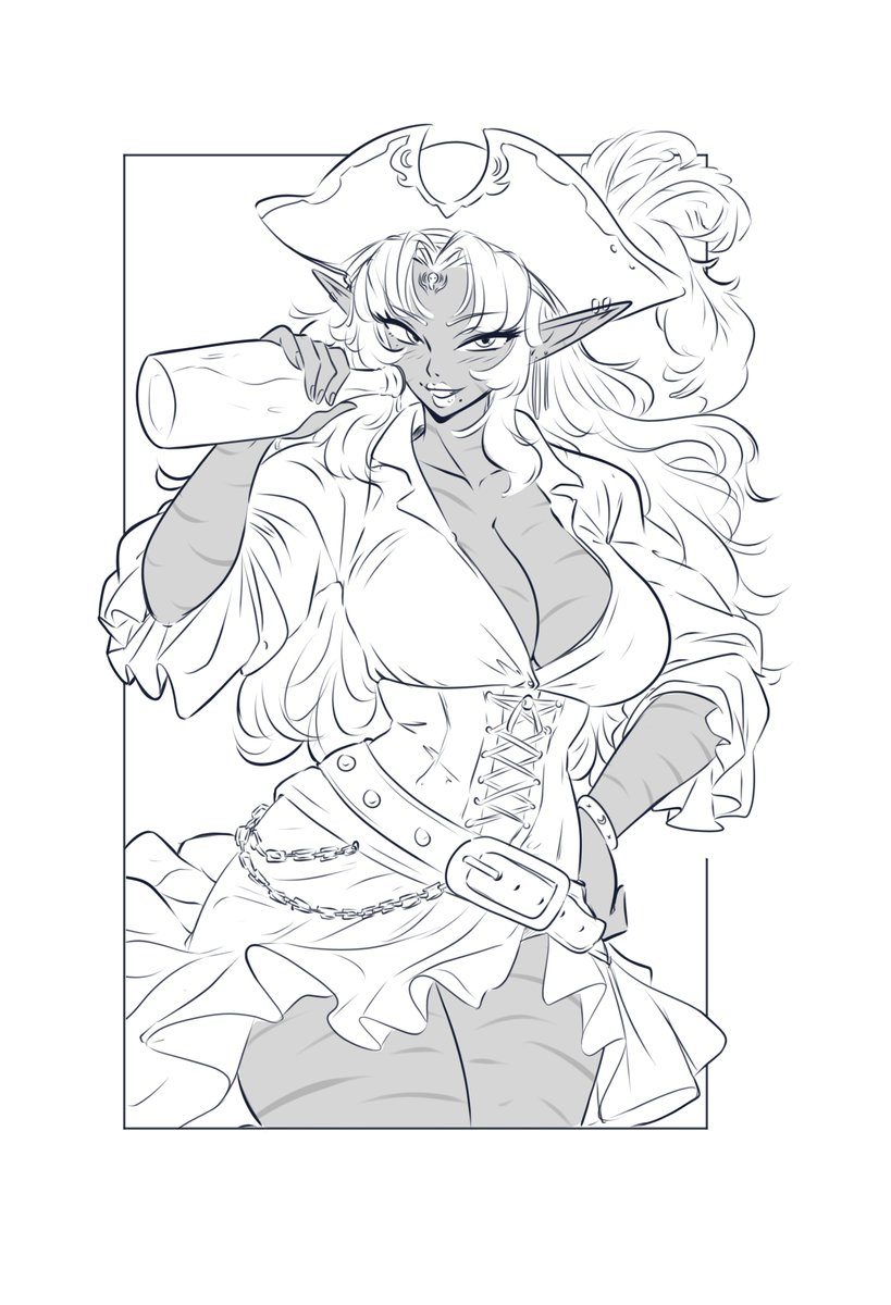 Northmancreates's tweet photo. We all know we need a dark elf pirate princess right @TakaraMoonstar 

#doodle #art #sketch #pirate https://t.co/TGLGuH6Qog