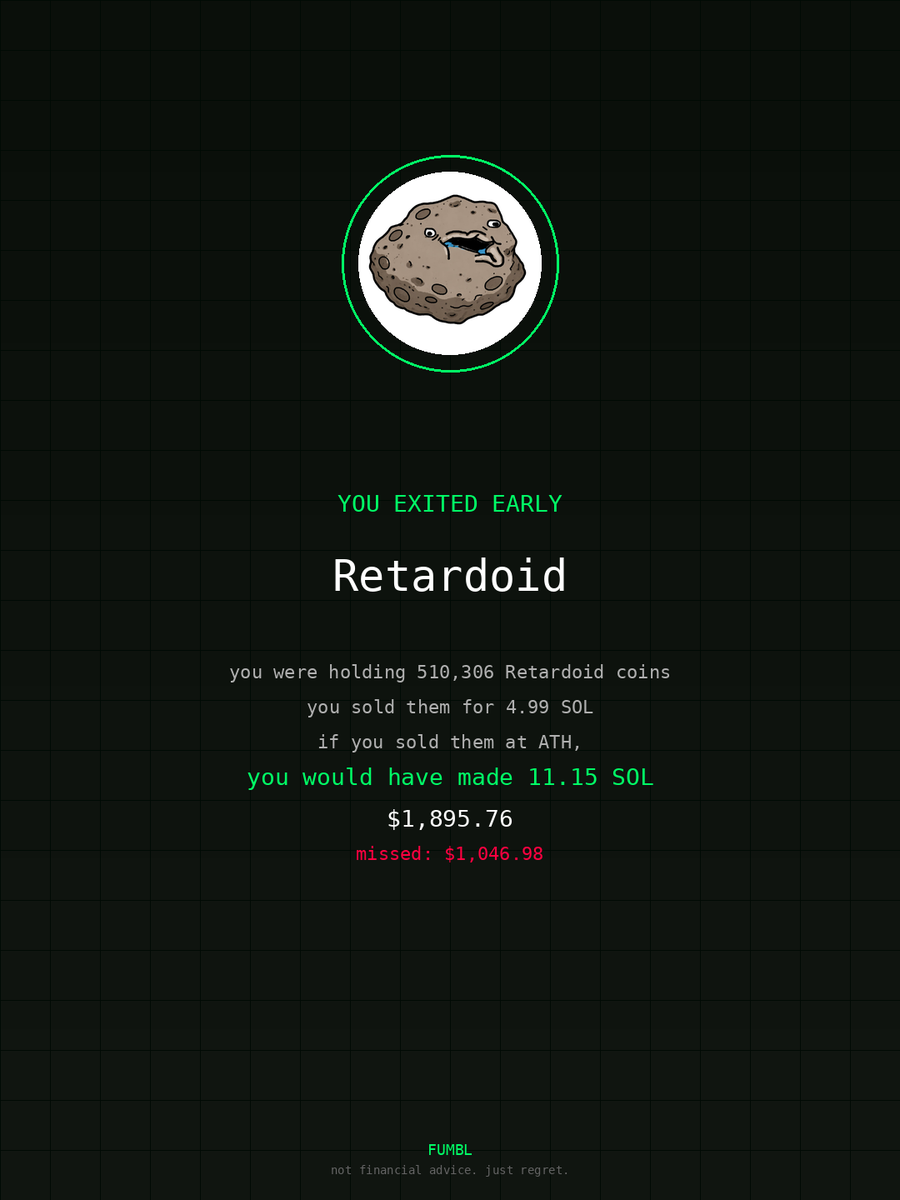 fubar1703's tweet image. just checked fumbledbags.lol bro actually coulda had a fat bag on $Retardoid 

6PPX433GUrTGFyZDQRcSuhNEGHGu8hKq1gfcd6Ncpump
#exodus 
#water