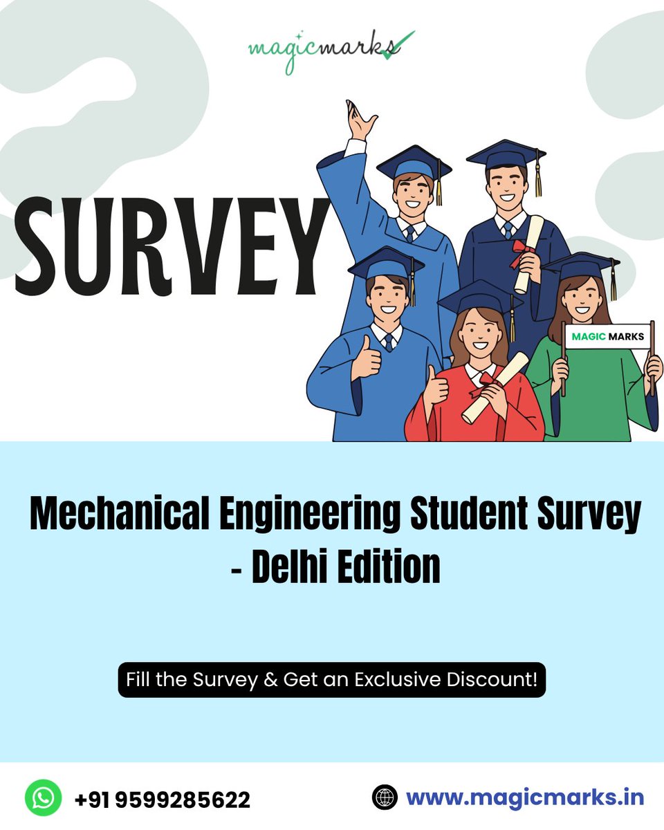 magicmrks's tweet image. Your feedback can shape a smarter learning experience for Mechanical Engineering students in Delhi.

forms.gle/TKqgvSNbckRvsF…

#learnwithmagicmarks #mechanicalengineering #engineeringstudents #studentsurvey #feedbackmatters #studysmart #conceptclarity #smartlearning