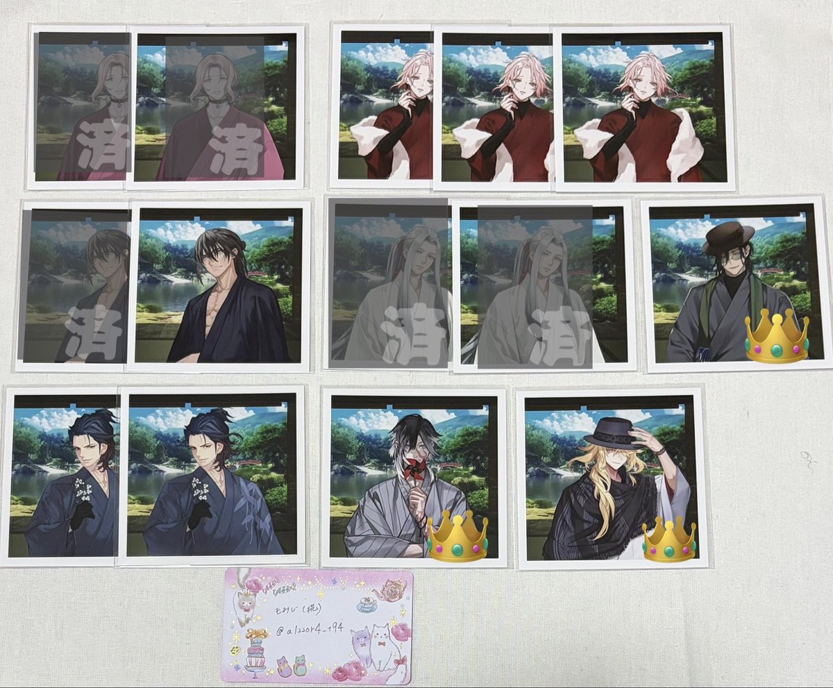 a1220r4_t94's tweet photo. 交換 譲渡┊︎刀剣乱舞 ましコレ スクエアフォトコレクション 軽装

譲▶画像1〜3

求▶
交換
雲生,京極,火車切(友人分)

譲渡
*画像1,2→1枚190円
*画像3→1枚150円

※ﾎﾛの譲渡は3枚目より2枚お迎えください
※👑は雲生との交換のみ(譲渡✘)

よろしくお願いいたします☁ https://t.co/IH1QNyrSZw