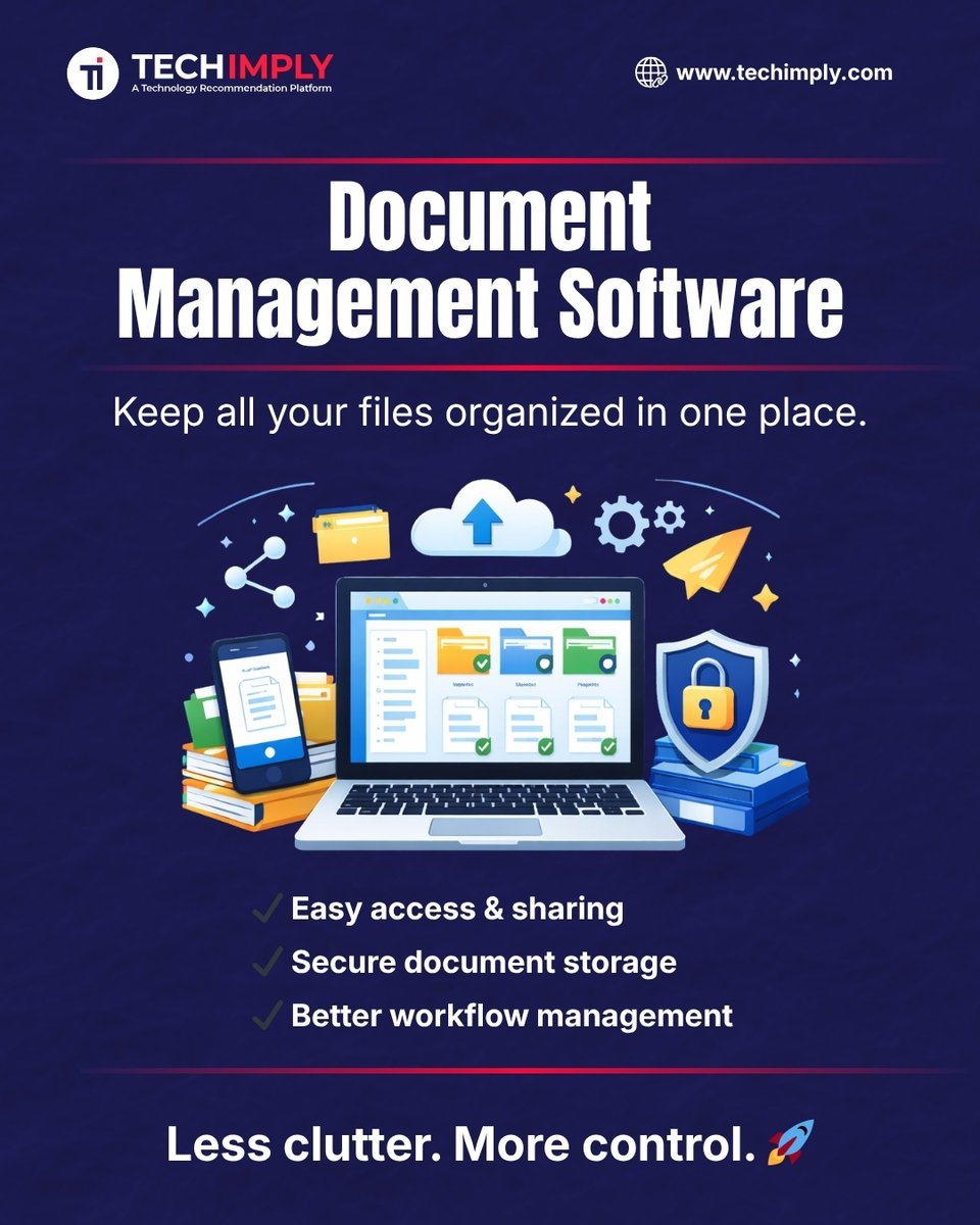 Techimply1's tweet image. Drowning in files and folders? 📂
It’s time to simplify with smart Document Management Software
Less clutter. More control. 🚀
techimply.com/software/docum…
#DocumentManagement #BusinessSoftware #ProductivityTools #WorkflowAutomation #DigitalTransformation
