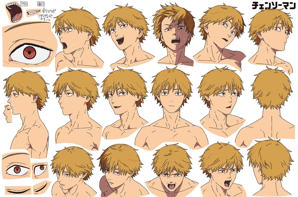 Denji character design sheet!!!! (drawn by Kazutaka Sugiyama)