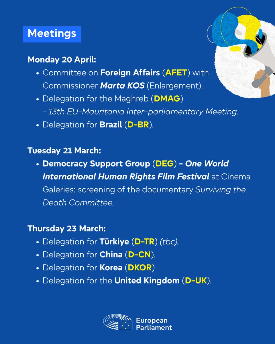 ep_diplomacy's tweet image. 🌍 This week, the @europarl_EN pays tribute to resilience, human rights and future and ongoing collaborative partnerships across the globe.

➡️ Discover what's coming up #thisweek at the EP in external and foreign affairs.

🗓️ Agendas and webstreaming 🔗 #LINKINBIO