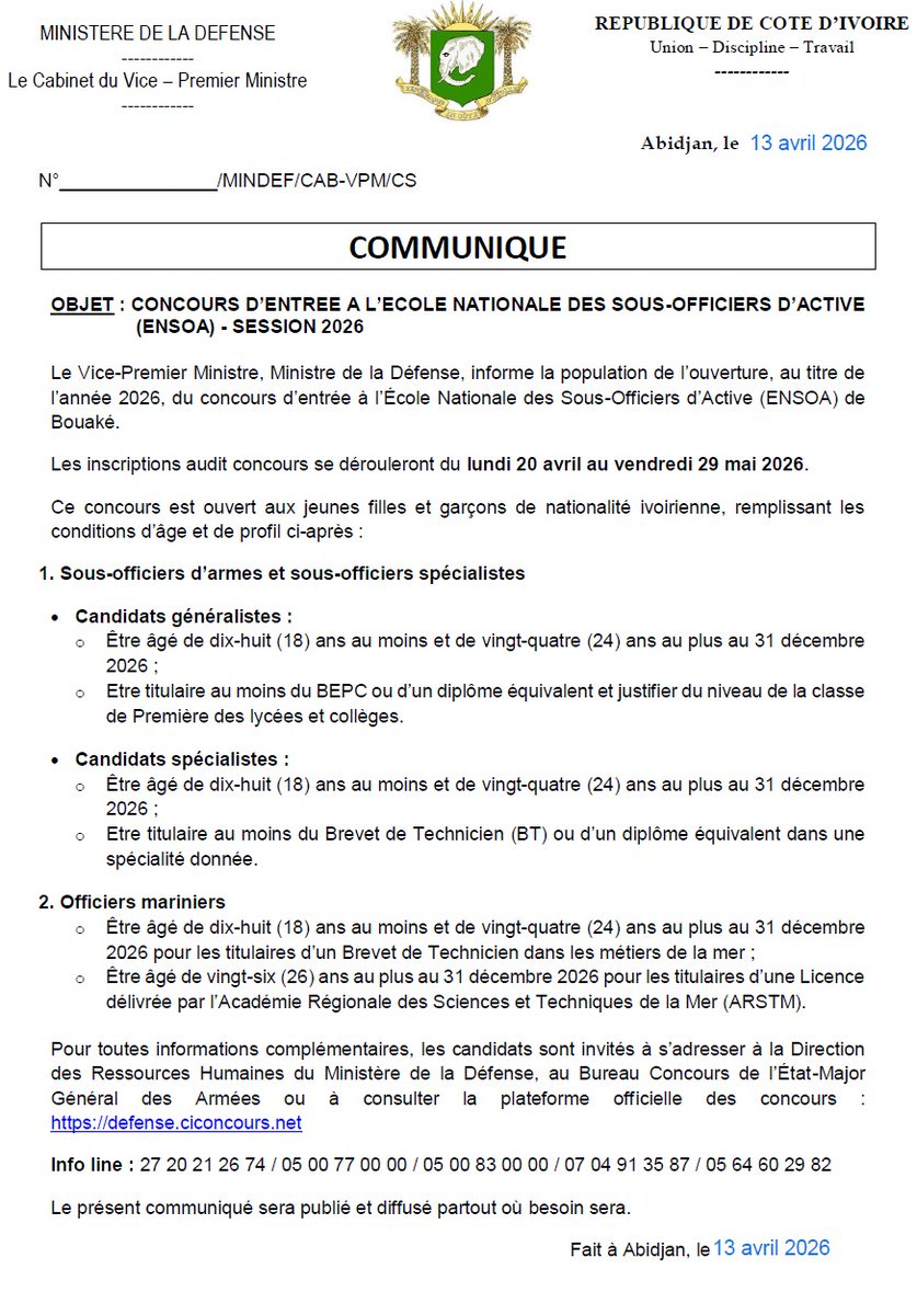 Ministère de la Défense CI tweet media