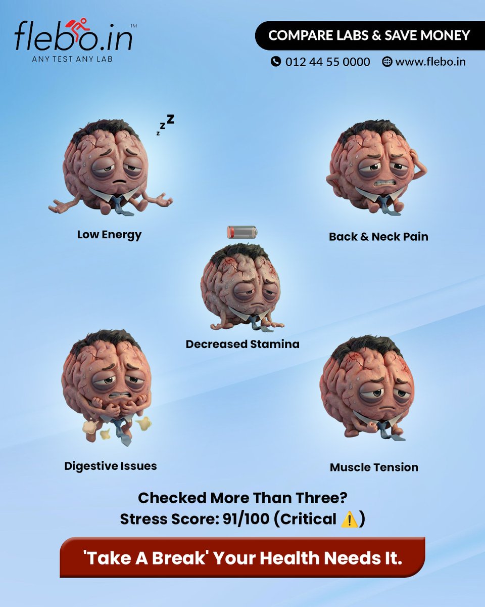 FleboOfficial's tweet photo. 🥴 Back pain. Low stamina. No energy, but you still say, “I’m okay.”
😣 Maybe it’s time to stop ignoring it.
💪This Stress Awareness Month, check in with yourself.
#Flebo #ourbloodrelations #anytestanylab #AllReportsAlwaysAvailable #healthtrendgraph #nobloodrequired #AI #men https://t.co/qdldTk4c8W