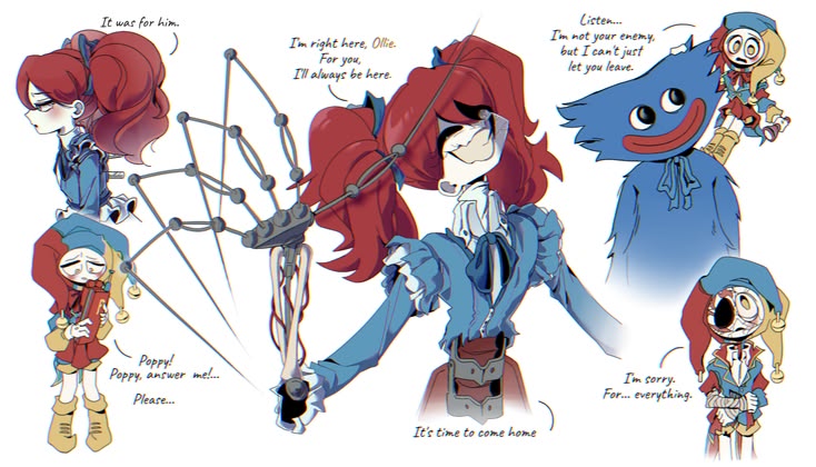 BlixkCam's tweet image. The opposite:
#PoppyPlaytimeChapter3 and 4 and 5.
#Oliver: Poppy poppy answer me please.
#Poppy: I'm right here Ollie for you I'll always be here.