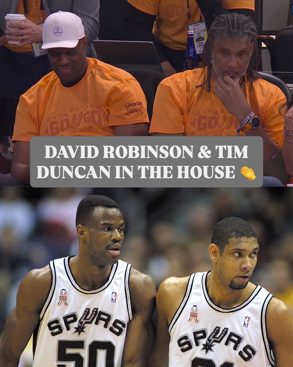 Spurs LEGENDS David Robinson and Tim Duncan showed up for Game 1. 🔥