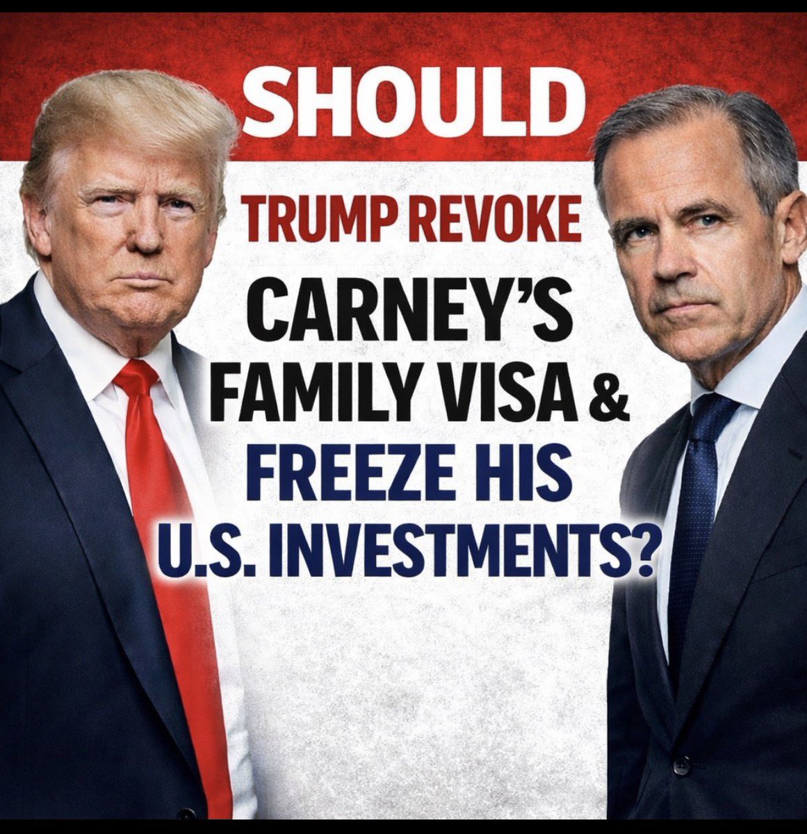wealthmoose's tweet image. 🇺🇸🇨🇦 Given  Mark Carney’s anti-U.S. stance…

If this were on the table tomorrow:

Should Trump revoke Carney’s family visa &amp;amp; freeze U.S. 🇺🇸 investments?

•YES 

•NO 

#Canada #USA #Trump #Carney