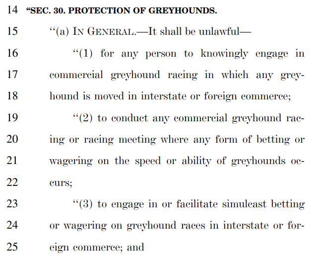 jamiedupree's tweet photo. Interesting tidbit buried in the House Farm Bill.  There is a provision which bans all commercial greyhound racing and betting on greyhounds. https://t.co/DKAdVx2TRl
