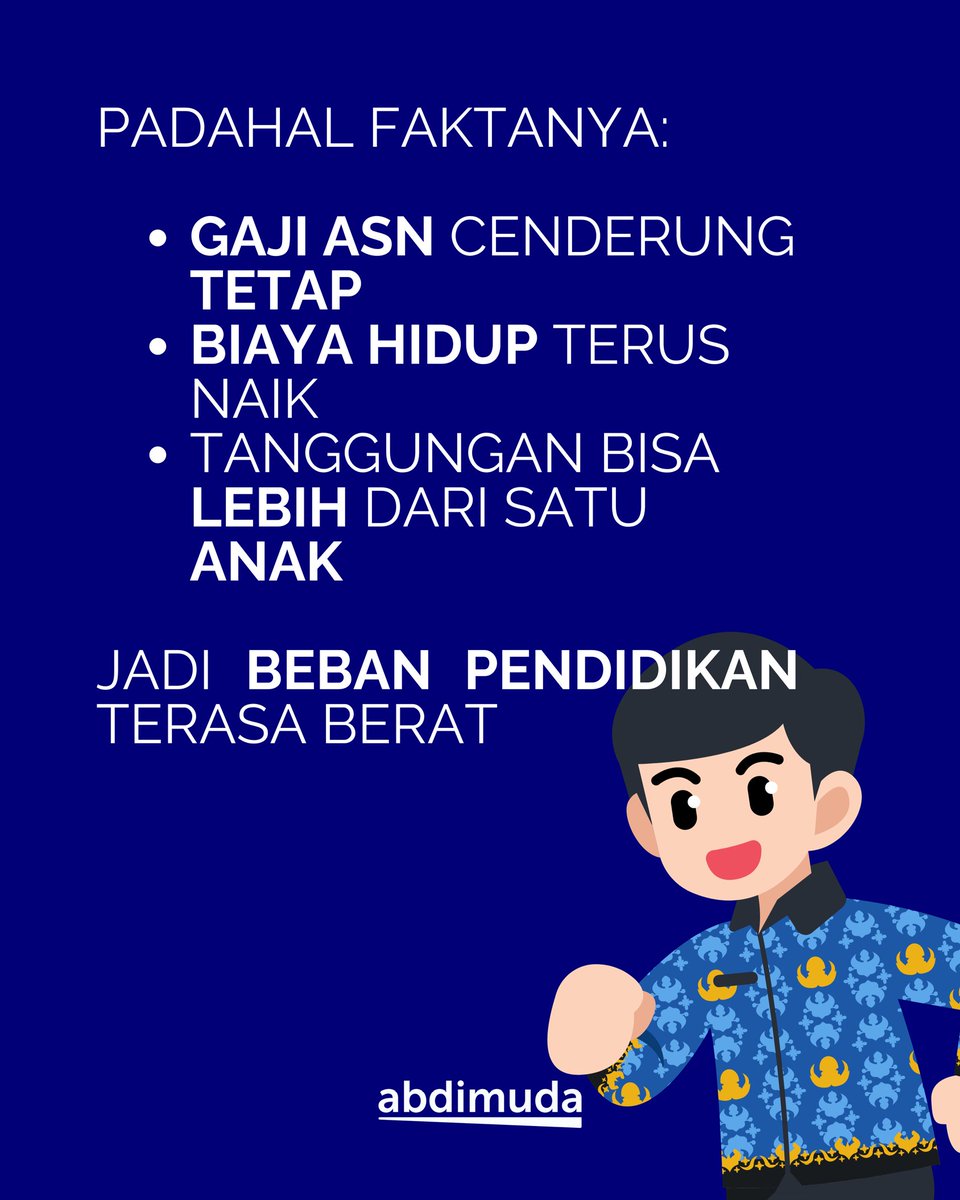 abdimuda_id's tweet photo. Anak ASN dianggap mampu bayar UKT golongan tinggi?
Bagaimana pendapatmu?
#asnlyfe #pns #abdimuda #ukt #umbies https://t.co/neFIWZdzP9
