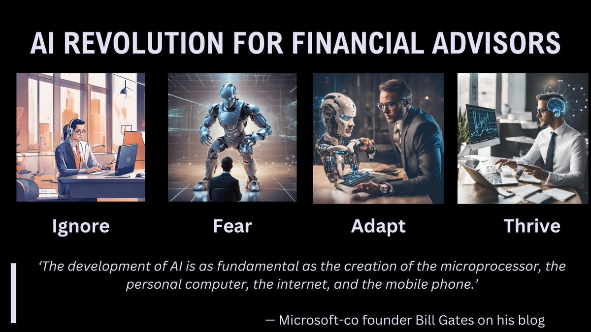 AdvisorLearn's tweet image. AI is reshaping financial advising.

Most ignore it, few adapt, and almost none thrive.
Real AI goes beyond content—it's smart, data-driven marketing.

Where do you stand in this shift?
Start here 👉 fintello.com
#AIFinance