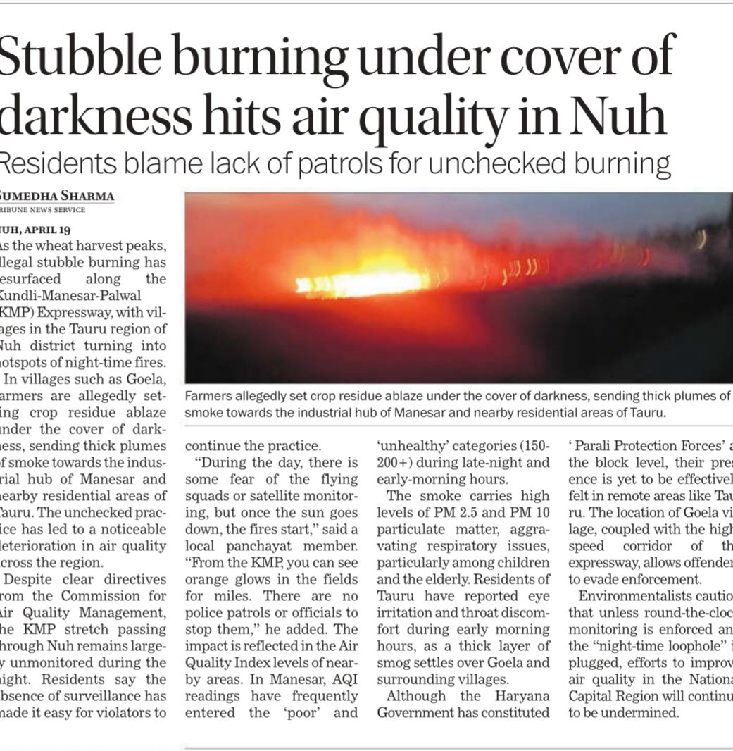 sumedhasharma86's tweet image. This is KMP Expressway where every night crop residue is set to fire choking Tauru in anuj snd Manesar in #Gurgaon #Gurugram.  No patrol no vigilance @cmohry 
@CAQM_Official @CPCB_OFFICIAL 👇 
tribuneindia.com/news/haryana/h…