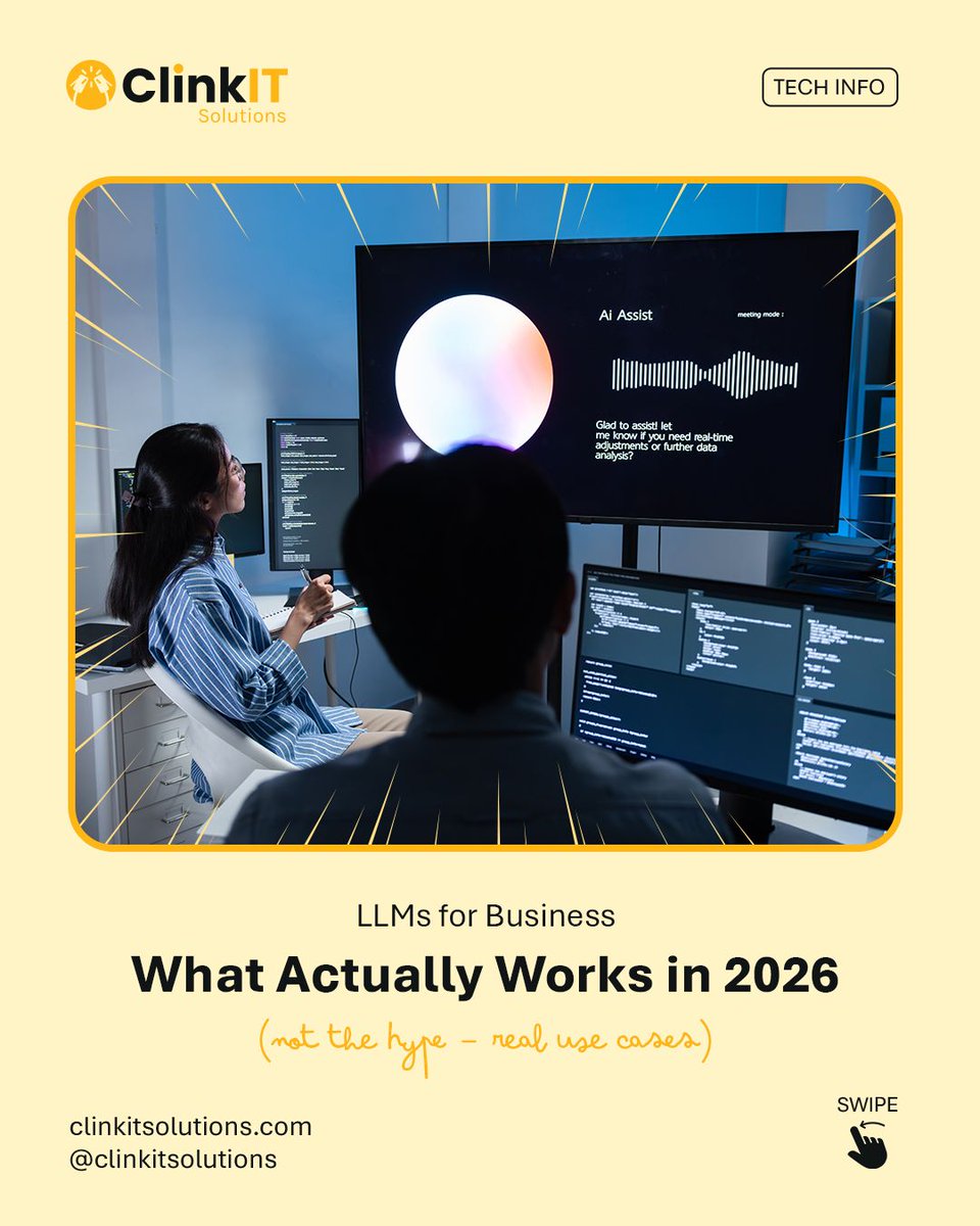 ClinkITph's tweet image. Most companies are still using AI like a glorified search bar. That’s a massive missed opportunity. 📉

Ready to move from "playing with AI" to "building with AI"? 
Let’s chat. We’d love to help you find a use case that actually drives ROI. 📩 

#AI #LLMSolutions #ITSolutions