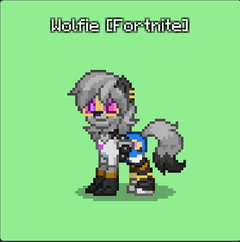 AlphaPWNY's tweet image. I think I might have a final design for Wolfie now. She has her phone and everything. 
#PonyTown #Fortnite