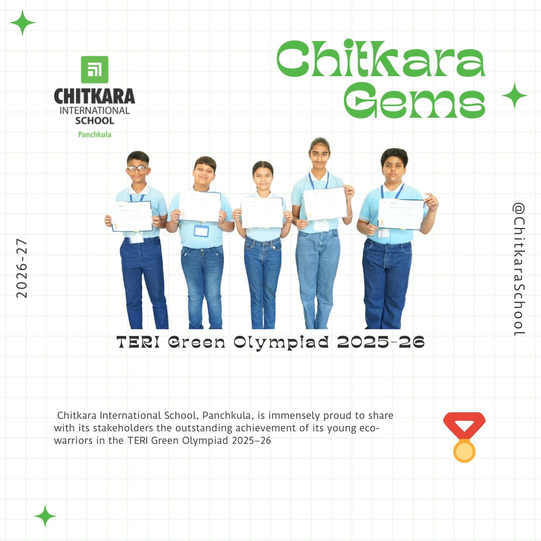 chitkara_school's tweet image. Chitkara International School, Panchkula, is immensely proud to share with its stakeholders the outstanding achievement of its young eco-warriors in the TERI Green Olympiad 2025–26

#CIS #Winner #HindiOlympiad #ChitkaraInternationalSchool #ProudMoment #ChitkaraGems #olympiad