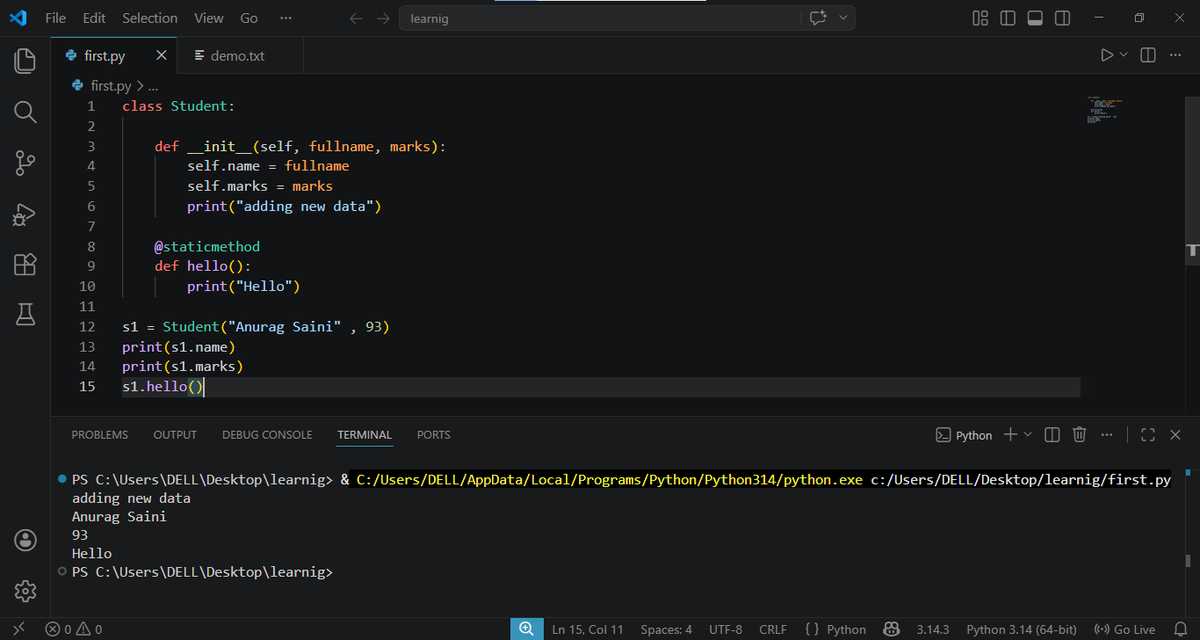 AnuragSaini03's tweet image. Day 29 of #100DaysOfCode 🚀

Learned static methods, decorators, abstraction &amp;amp; encapsulation 🐍
Practiced coding and solved questions 💻
Understanding OOP concepts deeper
@ShradhaKhapra_  @ApnacollegeX 
#Python #Day29 #CodingJourney
