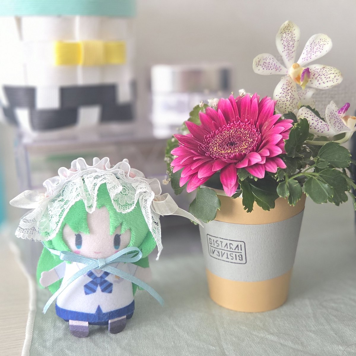 たまに行くカフェでもらったお花🌸