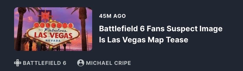 Saw this, thought it was about New Vegas. Got excited. Realised it was about Battlefield 6. Less excited. It’s been a rollercoaster today!