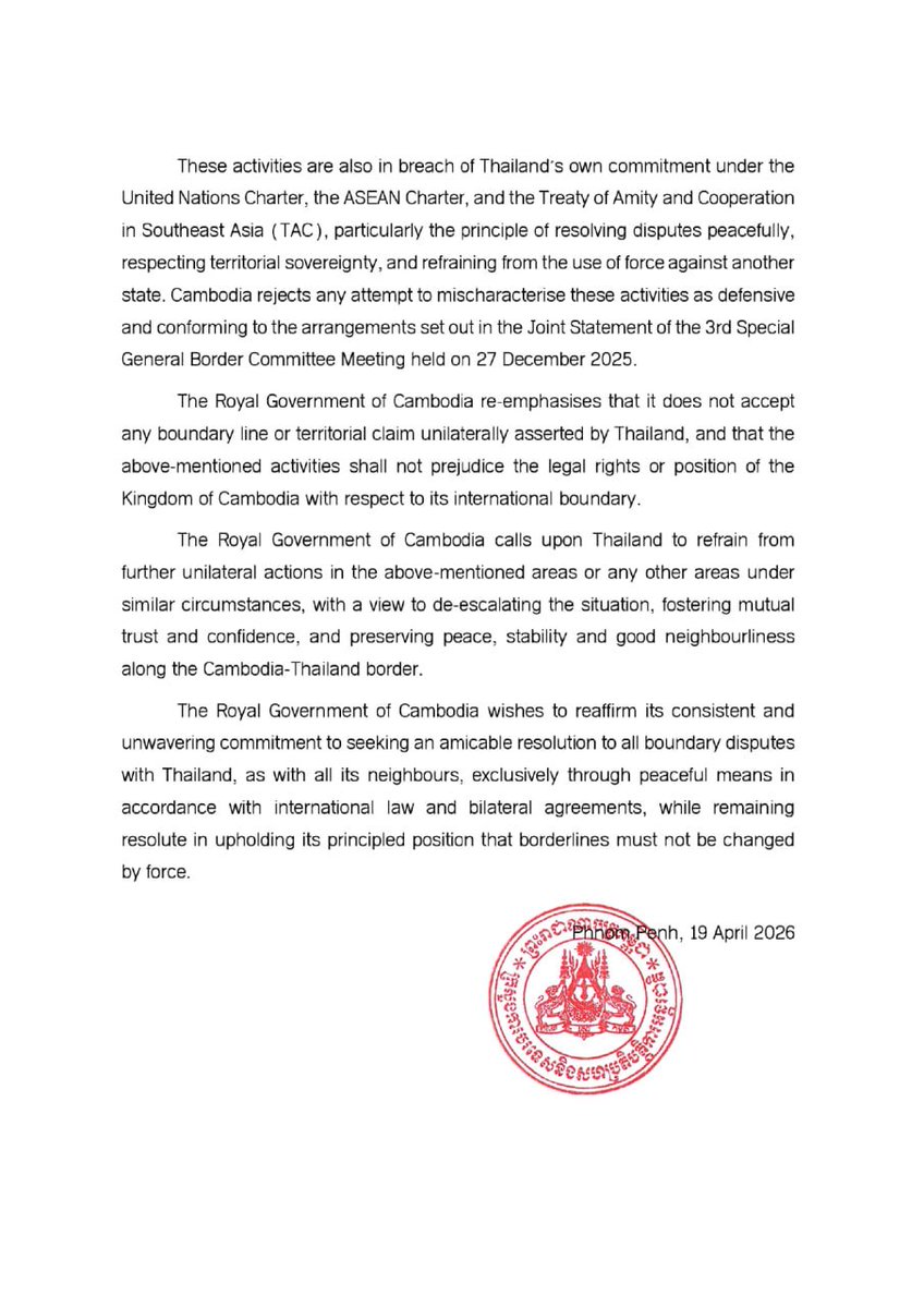 prucambodia's tweet image. Press Release of the Ministry of Foreign Affairs and International Cooperation

#cambodia #thailand #border #pressrelease #news