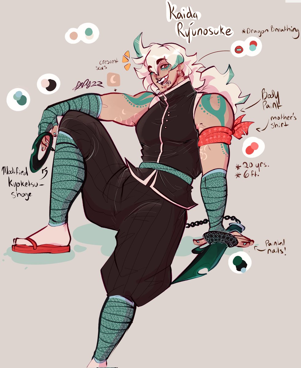 Ive caught up entirely to ALL my owed art (as far as I'm aware right now) and all I really have to offer you guys now is this remade reference of my KNY oc because all my drawing time lately has mostly just been commissions... But this does mean all my comm slots are open again!