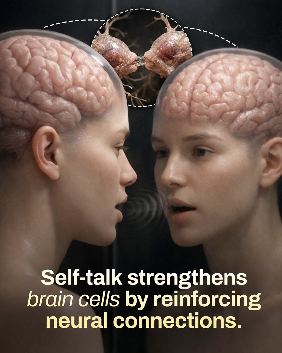 NextScience's tweet photo. 🧠 THE HIDDEN POWER OF THE VOICE IN YOUR HEAD

Your “self-talk” isn’t just thoughts—it may actually help shape your brain. Scientists suggest that the way you speak to yourself can strengthen neural connections, almost like exercise for your mind.
Positive self-talk may support learning, focus, and emotional control, while negative self-talk can reinforce stress and anxiety patterns over time. In simple terms, your brain listens closely to what you repeat inside your mind.
So the quiet words you say to yourself every day might be doing more work than you think.

Source: Harvard Health Publishing. (n.d.). The power of positive self-talk and brain health. American Psychological Association.