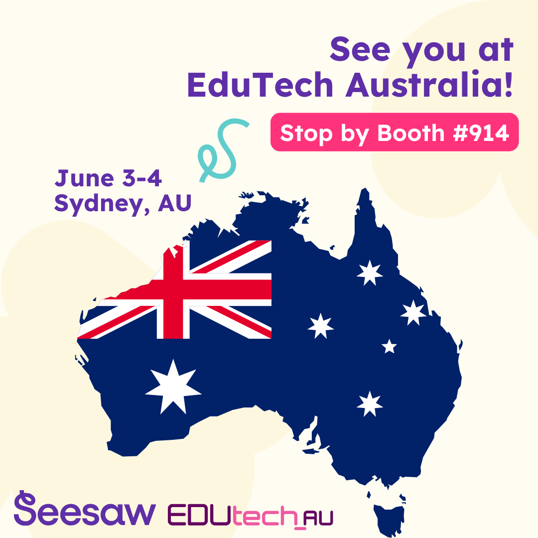 Seesaw's tweet image. We're packing our bags for EduTech Australia! 🇦🇺 ✈️  @EDUtech_AU 

📍 Booth 914 | 📅 June 3–4 | 📌 ICC Sydney

➡️ Don't miss your chance to book time to meet with our team: seesaw.com/en-au/edutech-…

#EDUtechAU #Seesaw #DigitalInnovation #AustraliaEducators #GlobalEducation