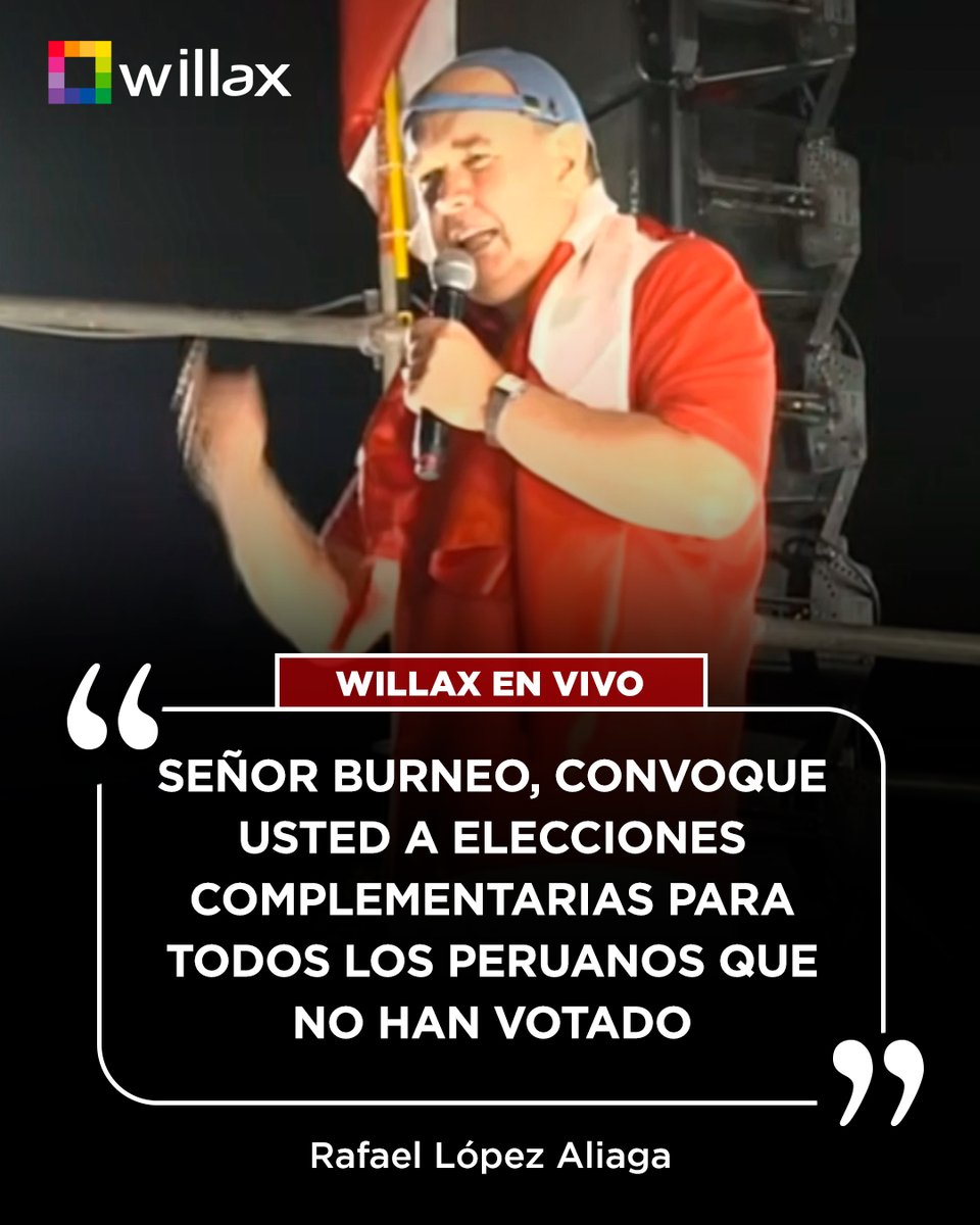 willaxtv's tweet photo. Rafael López Aliaga solicitó al presidente del JNE, Roberto Burneo, convocar a elecciones complementarias.
#MarchaPorLaDemocracia #RafaelLópezAliaga #RobertoBurneo https://t.co/97Rd2eivw0