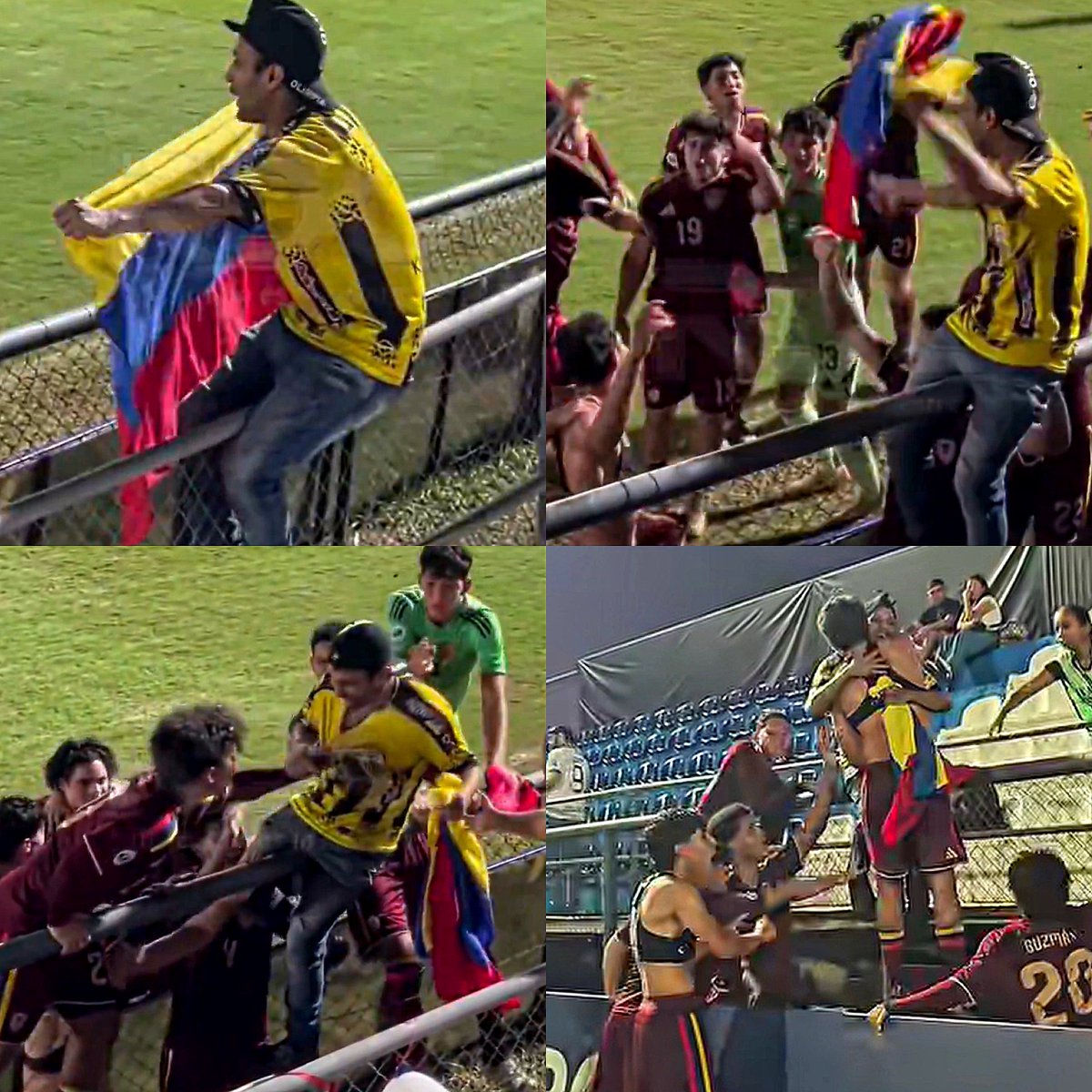 Esto es hermoso, señores.

Ayer en Paraguay, solo fue un hincha venezolano a alentar a la Vinotinto Sub 17 en su partido contra Bolivia. 

Alentó todo el juego, con la camiseta del Deportivo Táchira y con la bandera venezolana.

Al final del partido, tras la victoria y