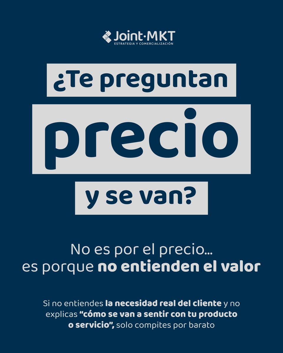 JointMkt's tweet photo. Tip rápido: antes del precio, deja clarísimo:
✅ qué problema resuelves
✅ qué resultado logran
✅ qué te hace diferente

Si quieres implementar un sistema de anuncios y ventas, envíanos un mensaje. 📩

#JointMKT #Ventas #Negocios #Marketing #Estrategia #Empresas #Mexico https://t.co/r07ziSbxqK