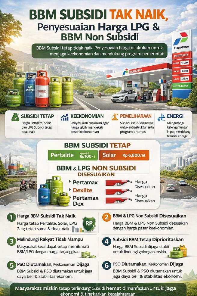 Fokus pada rakyat: Harga BBM Subsidi tetap stabil, sementara produk non-subsidi menyesuaikan agar lebih tepat sasaran. #SubsidiTepat