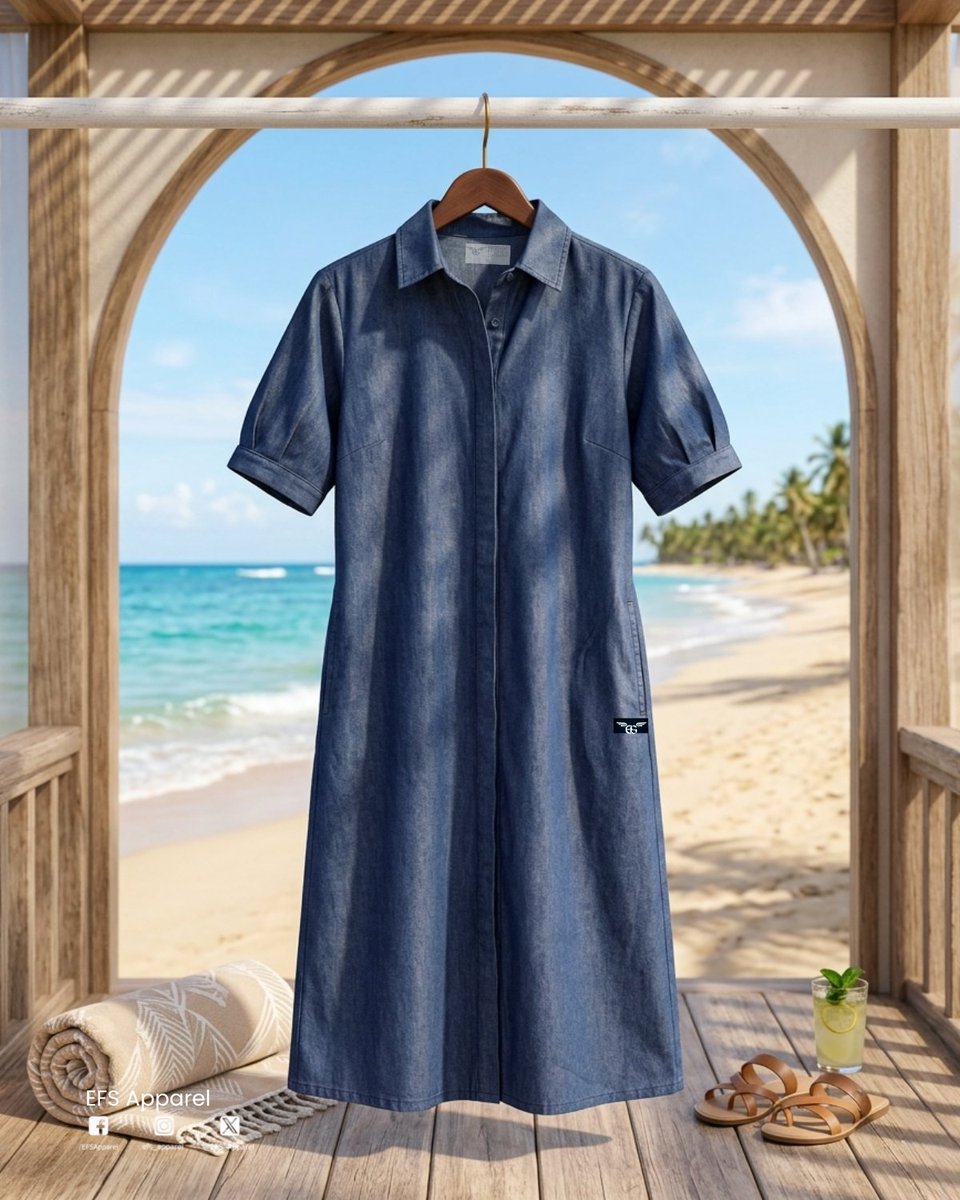 EFS_Apparel's tweet image. Sun-kissed days call for effortless style 🌊☀️
Stay cool and chic in this breezy denim dress—perfect for beach strolls and weekend escapes.
Make it yours today and step into comfort with confidence. 💙
#EFSApparel #BeachReady #EffortlessStyle