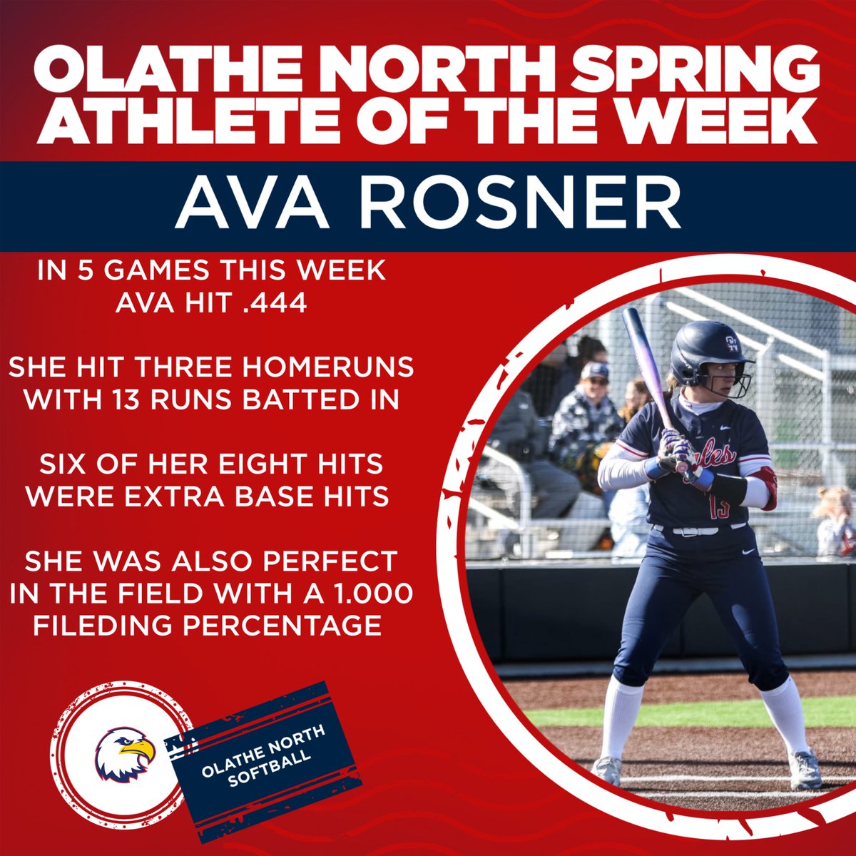ONFlightCrew's tweet photo. Ava Rosner is our spring sport athlete of the week 🥎 she had a great week at the plate 💣🦅 https://t.co/m64E8dqiCC