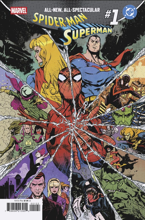 Comixfan's tweet photo. New #Marvelhomage! All-New, All-Spectacular Spider-Man/Superman #1 / Infinity Gauntlet (1991 series) #1! #marvel #homage #spiderman #superman #infinitygauntlet #thanos @MarvelComicsHQ @Marvel @DCOfficial @sanfordgreene https://t.co/MvxK3qv3dO