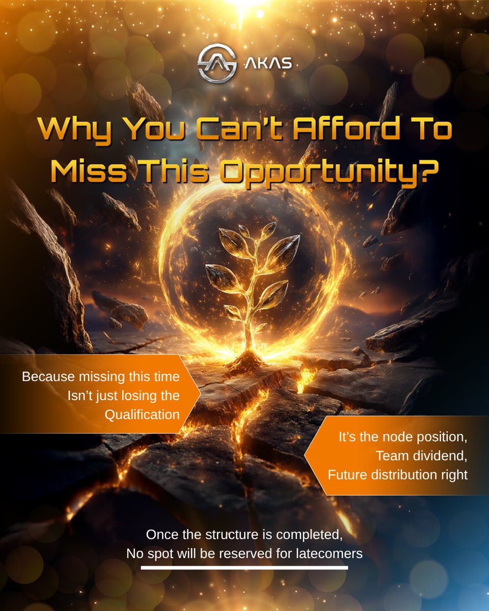 AKASOfficial_'s tweet image. This restart is not a do-over, but an advancement. It preserves a pathway back to the core tier, For those who truly desire a breakthrough 💎

Don't wait until the door closes to realize you should have entered. Before the dust settles, secure your rightful position! 🚀

#AKAS