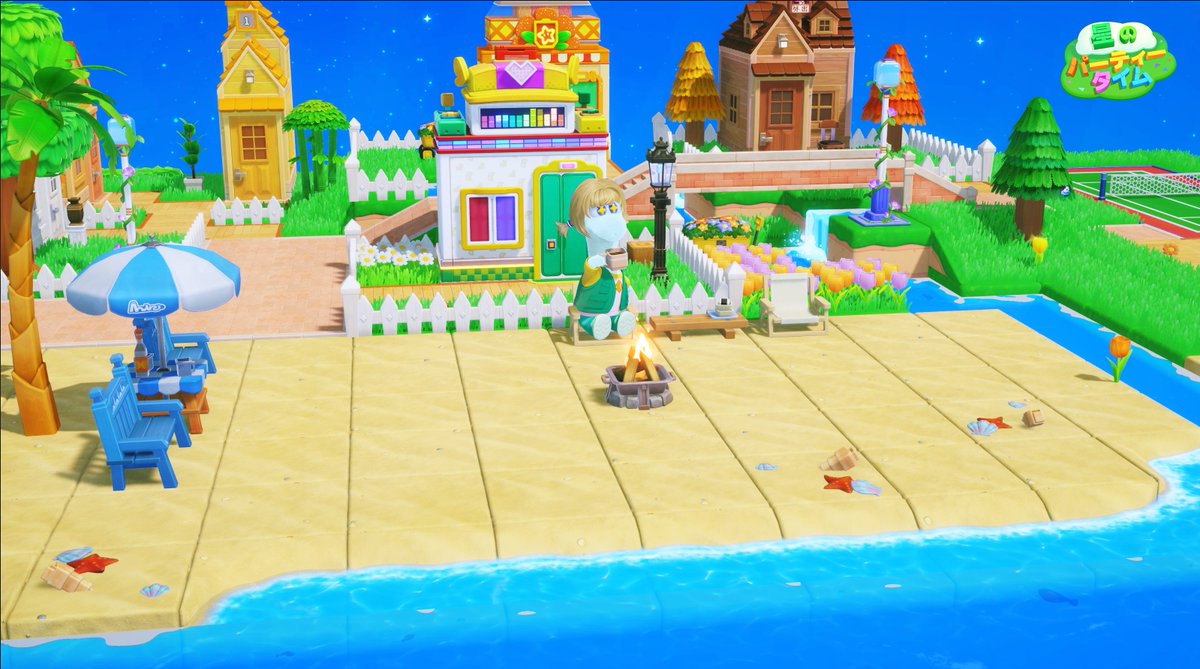 PPT_JAPAN's tweet photo. バカンスが恋しくて���思わずゲーム内にリゾート地を作って気分転換中…🍹
気分転換したい時、キューブの星にどんな癒やしスポットがあったら嬉しい？
みんなのアイディアをコメントで教えて！開発チームが実現しちゃうかも！？✨ https://t.co/m8rcIFaTDZ