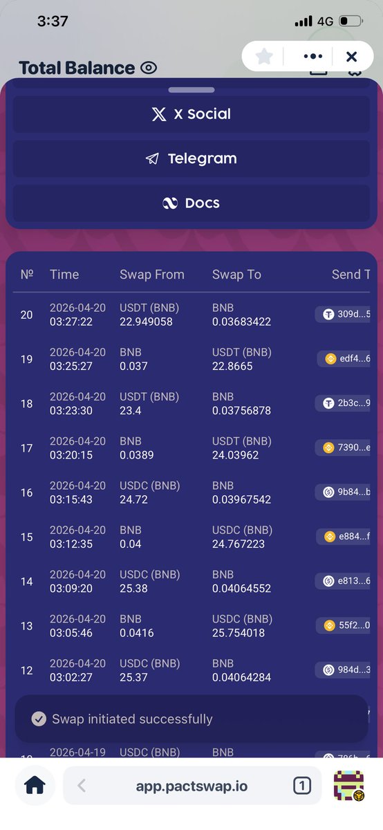 Kayhonda_me's tweet photo. Just wrapped up todayβs swaps on @Pact_Swap π
Smooth,
fast, and easy every single time.
Iβm really enjoying this experience no stress at all.
#SwapperBragger #PactSwapper https://t.co/4wTVBjAcTT
