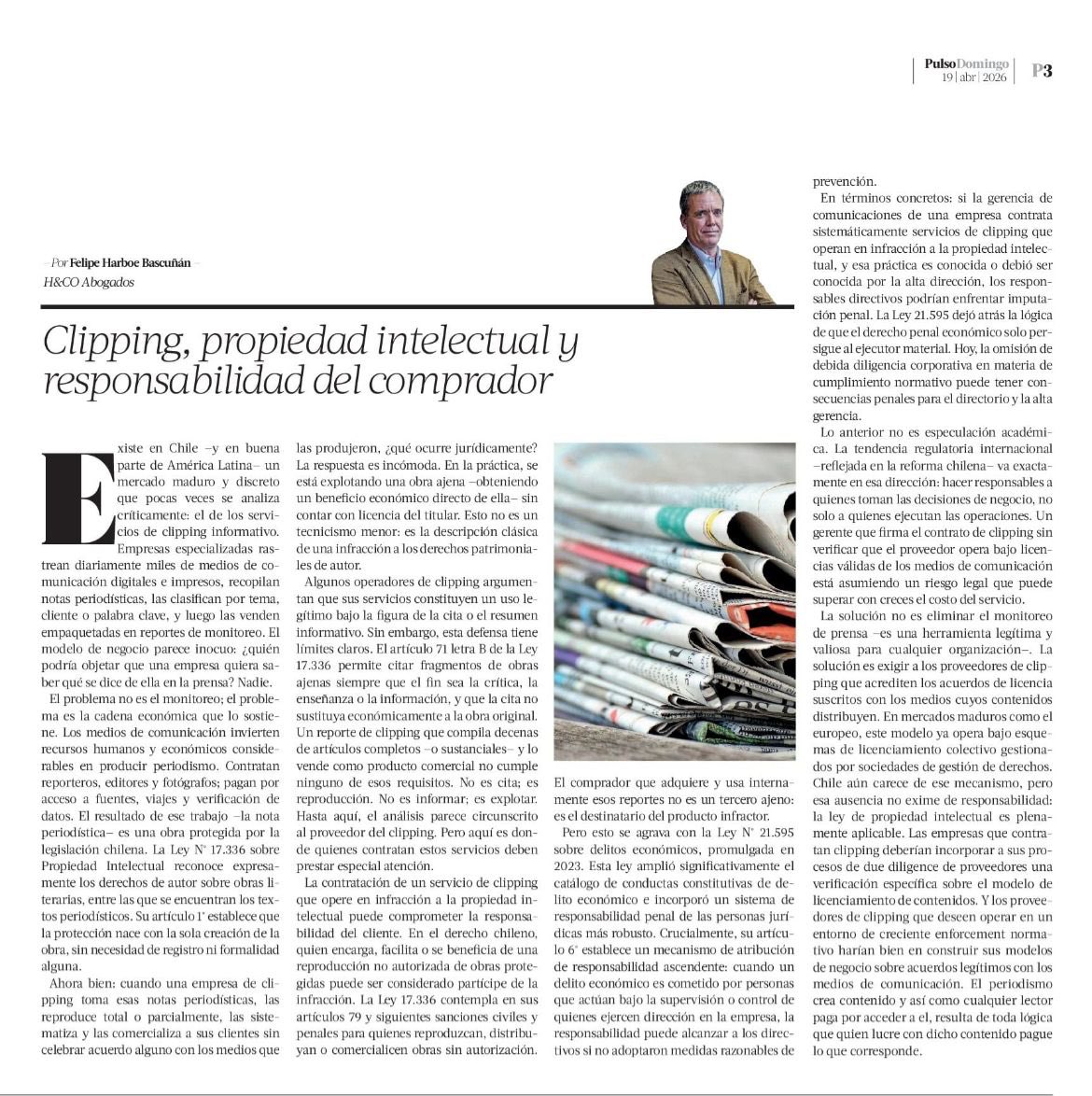 ¿Tu empresa tiene servicio de clipping? Verifica si pagan los derechos de licenciamiento a los creadores de las noticias. Las notas periodísticas también son creaciones protegidas por ley de propiedad intelectual.