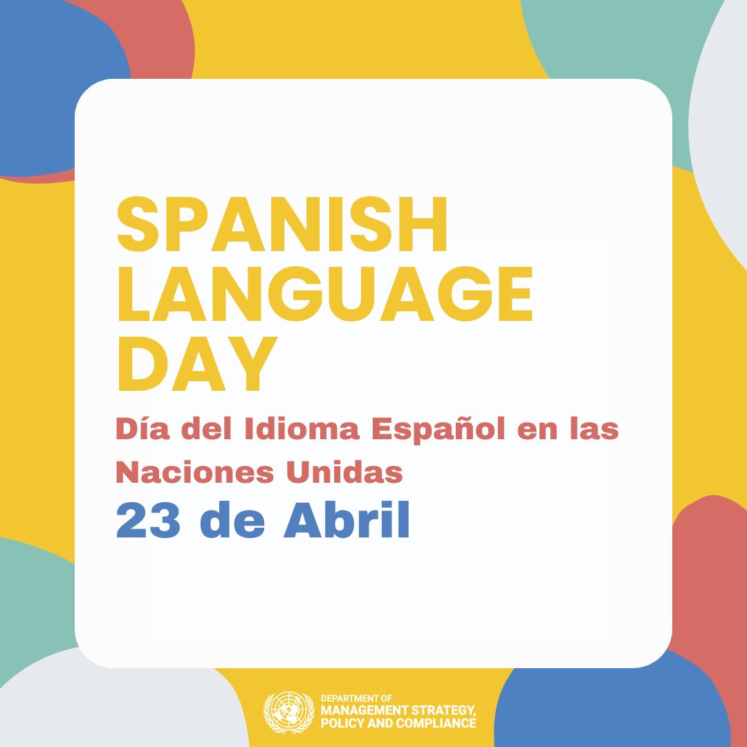 UN_MgmtStrategy's tweet image. Happy Spanish Language Day!
The UN also speaks with Ñ. On April 23, we celebrate the Spanish Language Day at the United Nations.
#DíaDelEspañol #SpanishLanguageDay #Multilingualism