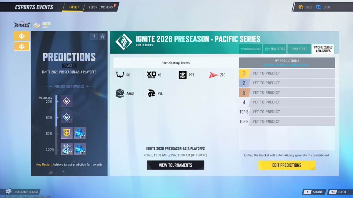 Vodible's tweet image. Speaking of playoffs. Predictions for Asia and China are now live in game! #MarvelRivals