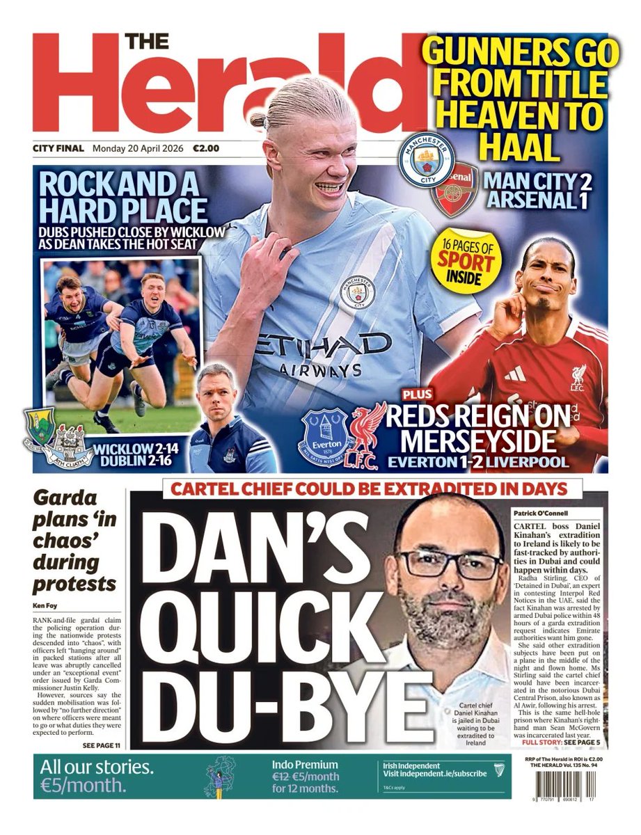 ukpapers's tweet image. Dan's quick Dub-bye

#TheHerald #frontpagestoday #IRE 🇮🇪